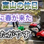 【富山の休日】：春が来た？里山の畑を耕運機で耕しました。