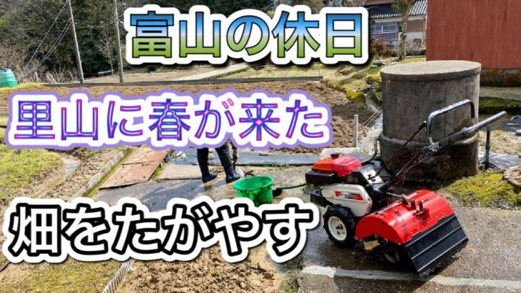 【富山の休日】：春が来た？里山の畑を耕運機で耕しました。