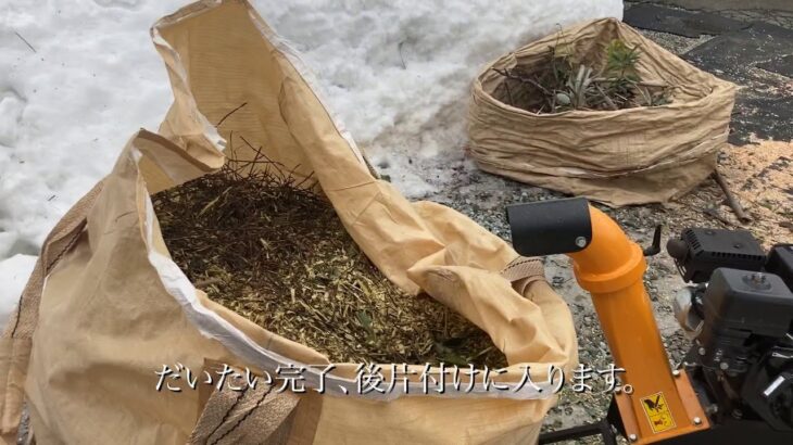 雪国植木屋　チップ作業