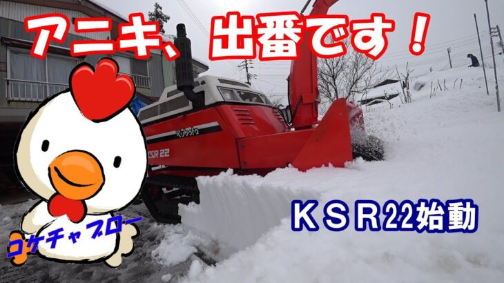 【除雪機】アニキ、出番です！ＫＳＲ22始動　コケちゃぶろー