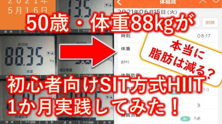 50歳体重88㎏、本当に脂肪は減るの？”初心者さん向けSIT方式HIIT12週間プログラム”を1か月実践してみた！体重は？体脂肪率は？