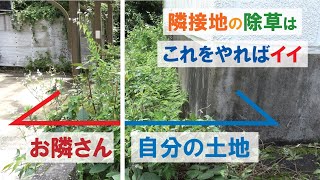 【庭DIY】草刈り機で除草、庭作り。でもお隣さんの敷地と隣接している時は,これに気を付けて DIY How to garden diy　草刈り機を使い除草＋防草シートの敷き方