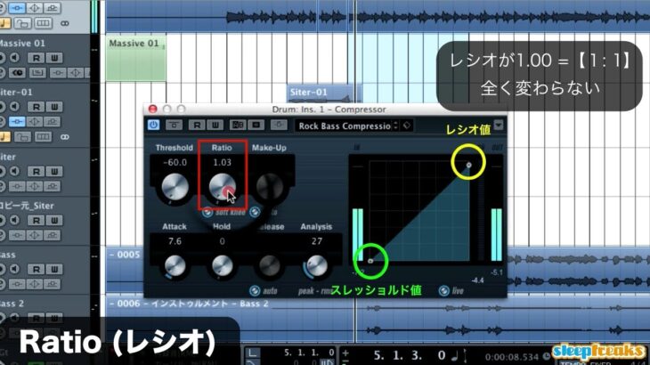 Ratio（レシオ）《エフェクター：コンプレッサーの使い方》 DTM用語集（Sleepfreaks DTMスクール）