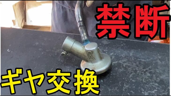 草刈機　刈払い機の　滅多にやらない　ギヤヘッドのギヤ交換をやってみた