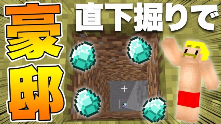 【マイクラ】全ロストの危機！？直下堀り獲得アイテムだけで『豪邸』建築なるか！？【ドズクラPART175】【ドズぼん】