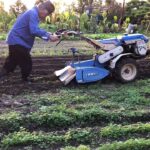 Plow the field with a cultivator  耕運機をかける