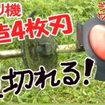 草刈り機　改造4枚刃　超切れる!　前回の続きで、改造4枚刃でバリバリ草刈りをする動画です　自己責任でお願いします