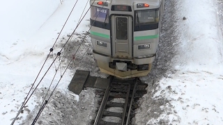 【JR北海道】 圧縮空気式 分岐器除雪機の動作 The pneumatic snowplow for railroad switch  in Hokkaido Japan.
