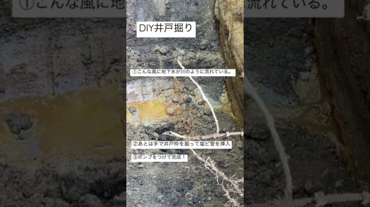 【DIY井戸掘り】地表から3メートルに流れる地下水