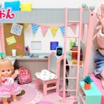メルちゃんのお部屋づくり お勉強づくえとベッド DIY / Mell-chan Bedroom | Furniture Set Doll Bunk Bed with Desk