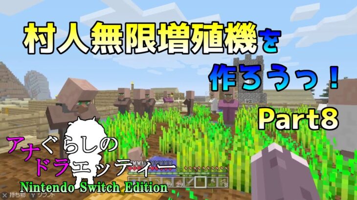 [Switch版マイクラ]村人無限増殖機を作ろう！アナぐらしのドラエッティー Nintendo Switch Edition Part8