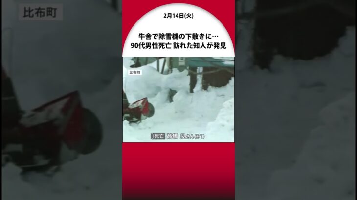 90代男性が除雪機の下敷きに…機械に挟まれ死亡　牛舎の前を1人で除雪か　北海道比布町　多発する転倒後の”下敷き事故”