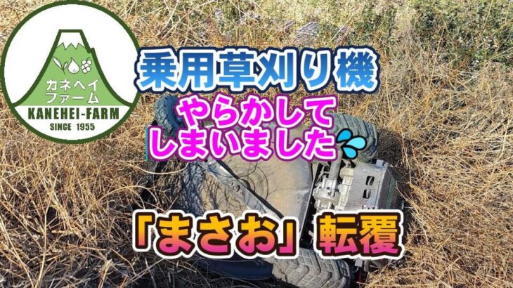 【お茶】乗用草刈り機「まさお」またも転覆◇営農型太陽光発電（ソーラーシェアリング）『富士見比良』- 2023年1月28日 –