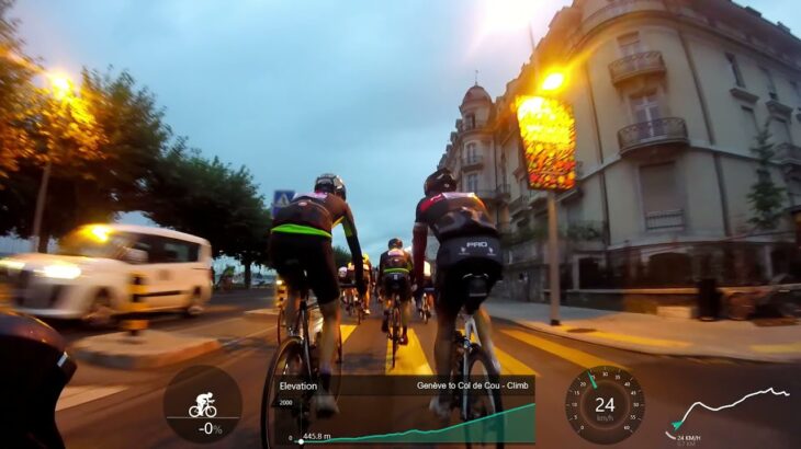 【エアロバイク80分音楽景色】[自転車旅] ドロミテ山脈編：Stand at the start line of the HRD2016, Genève – Col de Cou, 32km