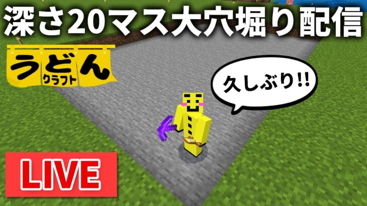 🔴【ウドンクラフト裏作業】お久しぶりのサバイバル配信！本日は穴掘り