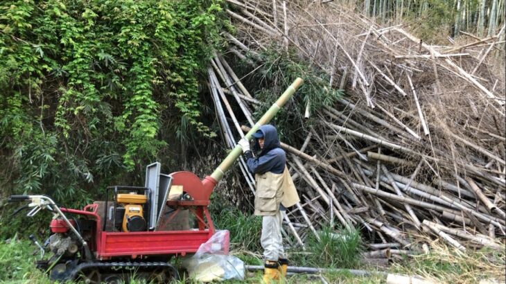 屑鉄で自走式ウッドチッパー作ってみたんだけど…荒廃した孟宗竹林の整備2年目2023/05/01-01