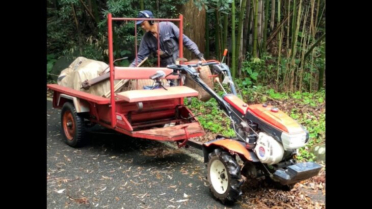 耕運機 ティラー に乗ってタケノコとジャガイモ掘りに行ってきました Driving handtractor trailer to bambooshoot and potato fields