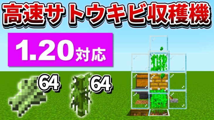 1.20対応【マイクラ統合版】超簡単！骨粉式高速サトウキビ収穫機の作り方【PE/PS4/Switch/Xbox/Win10】ver1.19