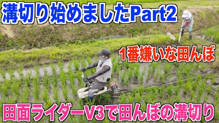 【溝切り始めました】1番嫌いな田んぼを溝切りしました 田面ライダーV3 30代米作り奮闘記#232