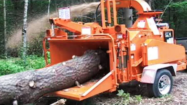 Dangerous Big Tree Destroyer Machines Wood Chipper Working, Fastest Tree Shredder Crusher Equipment