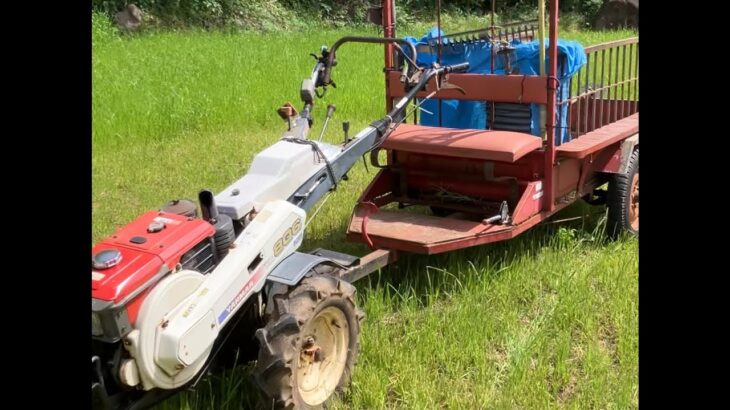 耕運機のトレーラーで牧草を沢山運べるようにしました