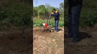 68 Cc Posthole digger, earth auger, semi automatic type, double wheel trolley type, Sammy , orizen