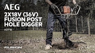 AEG 2X18V (36V) FUSION Post Hole Digger (ADT18) in action