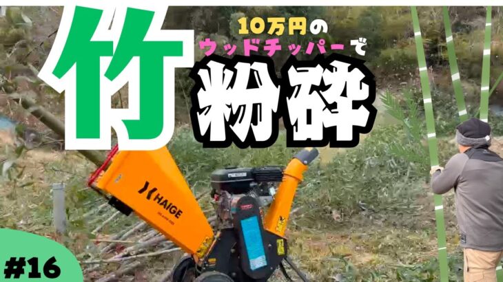 【ウッドチッパー】猪の棲家となる竹の伐採！10万円のウッドチッパー(ハイガー　HG-65HP-GGS)で粉砕するぞ！詰まった時の対処法も！　#ハイガー #ウッドチッパー　#田舎暮らし　#農業 　#16