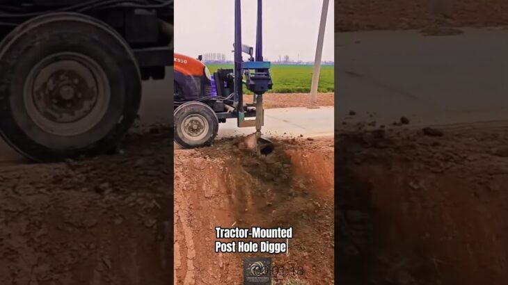 Tractor-Mounted Post Hole Digger! Efficient Way to Drill Holes