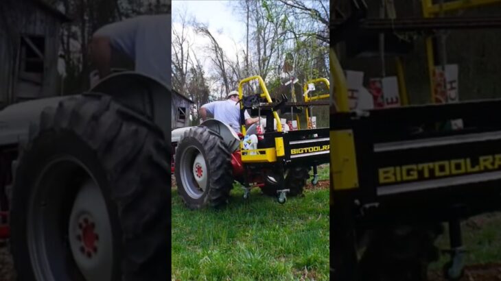 Planting Fruit Trees With Post Hole Digger #tractor #fruittrees #orchard
