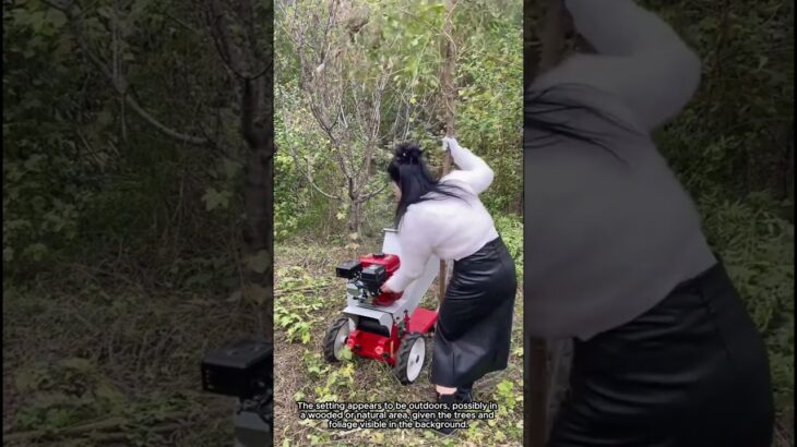 Woman Starts Wood Chipper