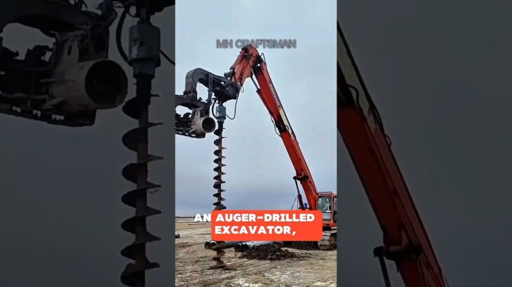 An excavator equipped with an auger or earth drill