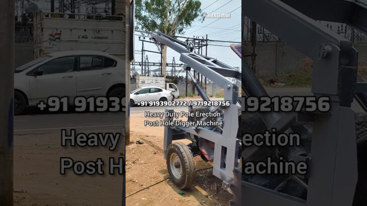 Pole Erection Post Hole Digger Tractor Machine Setup #electricpole #electric #solarsetup #auger #yt