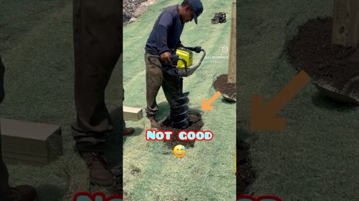 The auger is great until you mix in a couple of rocks #shorts #carpentry #fencing #wood #auger