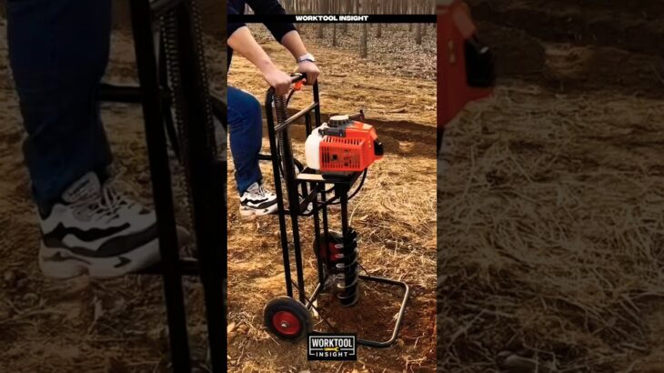 Efficient hole digging worktool for fast planting rows