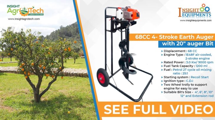 Earth Auger 68CC / 71CC with Two-wheel trolley & 12″ bit call on 9822727219 / Post Hole Digger