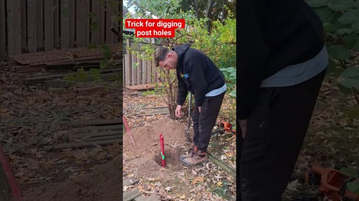 trick when digging post holes to stop at the correct depth #fence #fencepost #diyfence #tools #diy