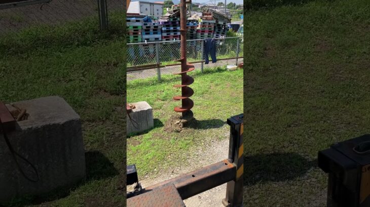 クレーンおじさん　今日は、穴掘建柱車の点検